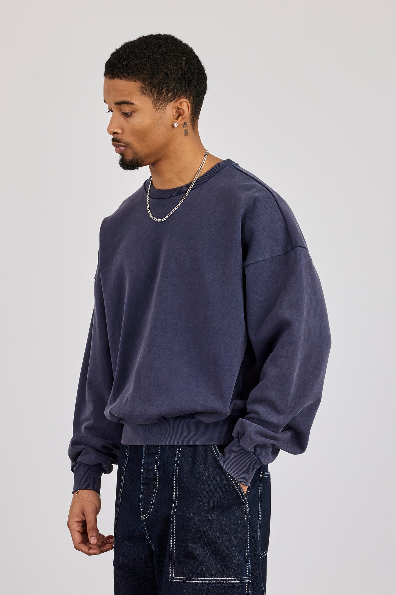 Washed Sweater - Navy